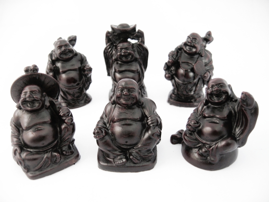 Glad  Röd Buddha Set - 6 stycken  - 3cm
