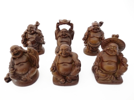 Glad  Brun Buddha Set - 6 stycken  - 4cm