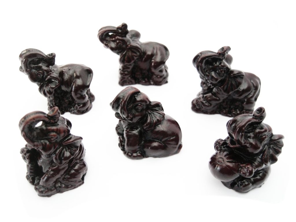 Röd Lycka Elefant set - 6 stycken  - 4cm