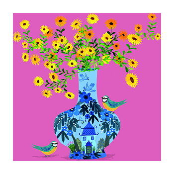 Kay Widdowson : Blue Vase - kort med kuvert