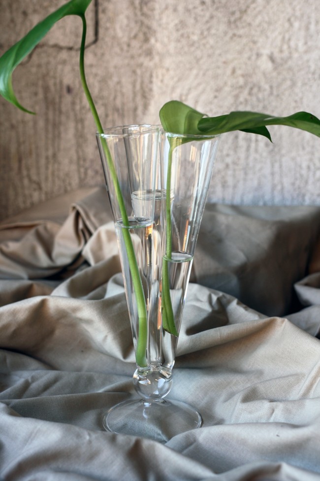 Glasvas med tre rör