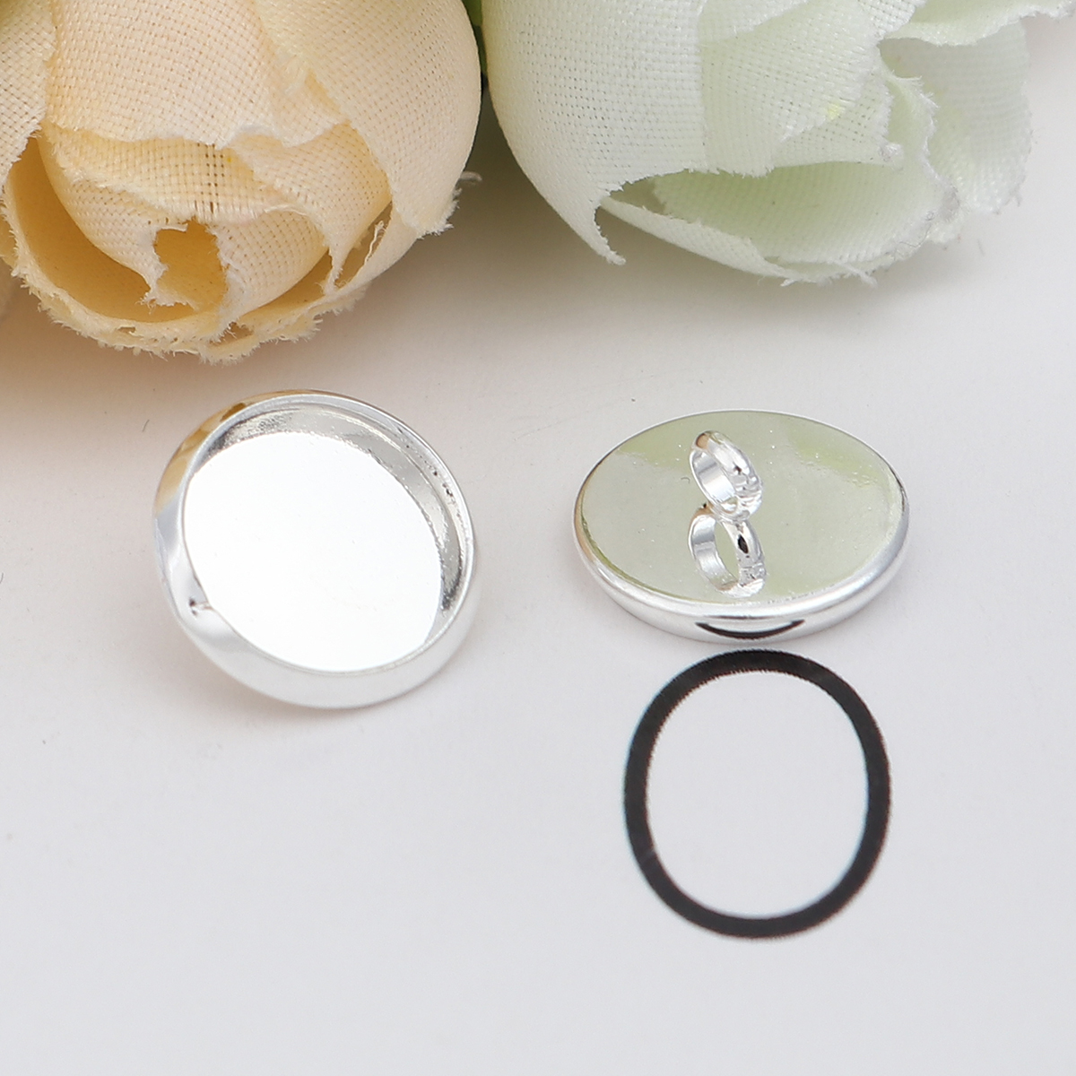Cabochon Setting Button , silver 10mm - 2