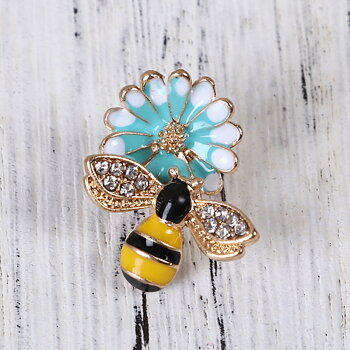 Charm  Bee flower rhinestones, blue