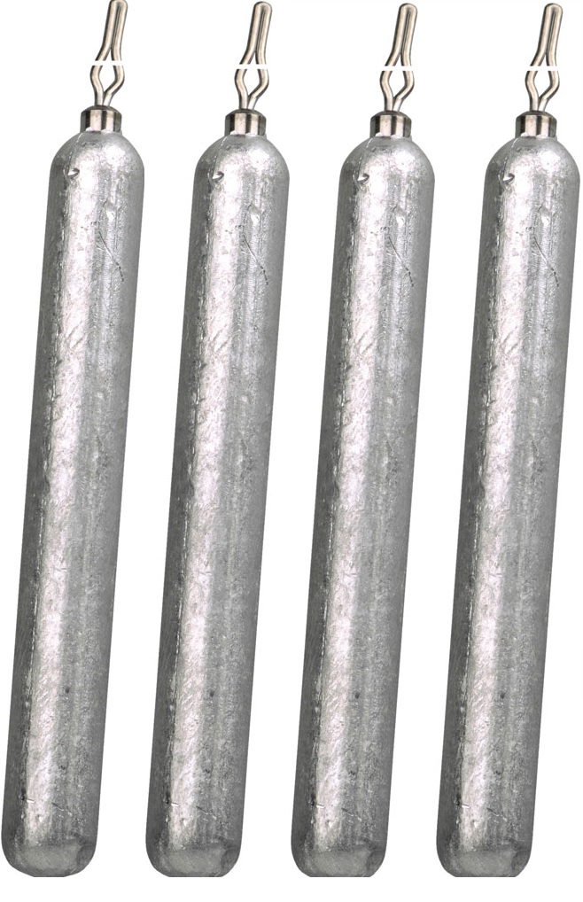 Elongated dropshot sinkers for finesse fishing for perch and other predators. Quick release to avoid tying