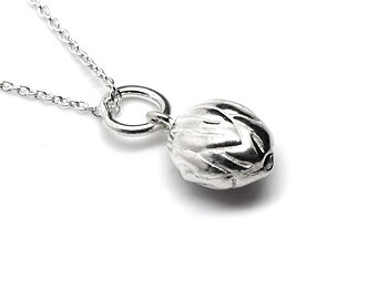 Blomsterknopp Halsband i Äkta 925 Silver, Ros eller Tulpan Hänge, Blomma Smycke