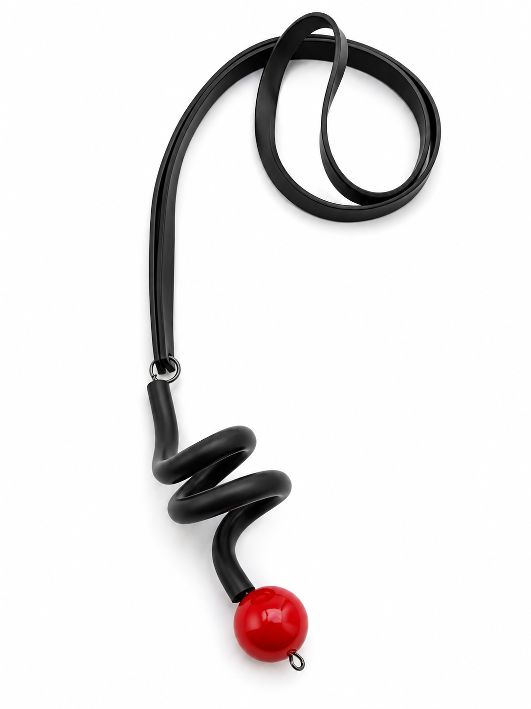 Necklace black spiral with red Seashell 