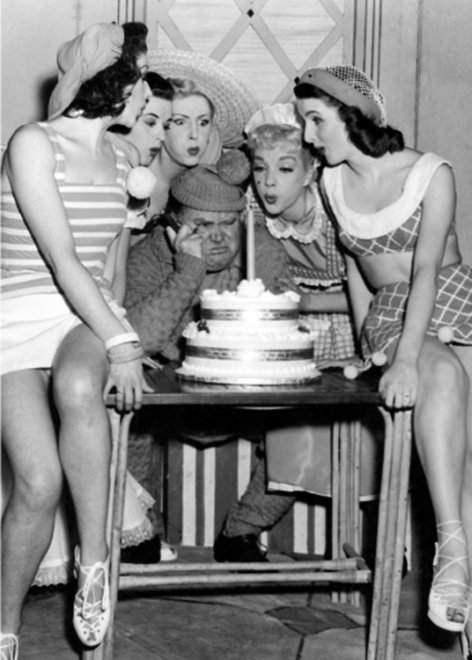 Grumpy man with cake, Greeting Card