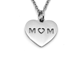Hjärta med Texten MOM Halsband i Rostfritt Stål, Mamma Hänge, Mors Dag Gåva Smycke