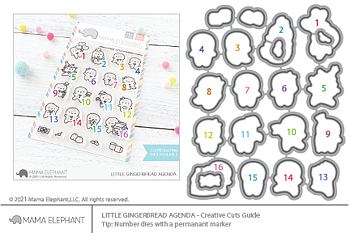 MAMA ELEPHANT-LITTLE GINGERBREAD AGENDA -STAMPS & DIES
