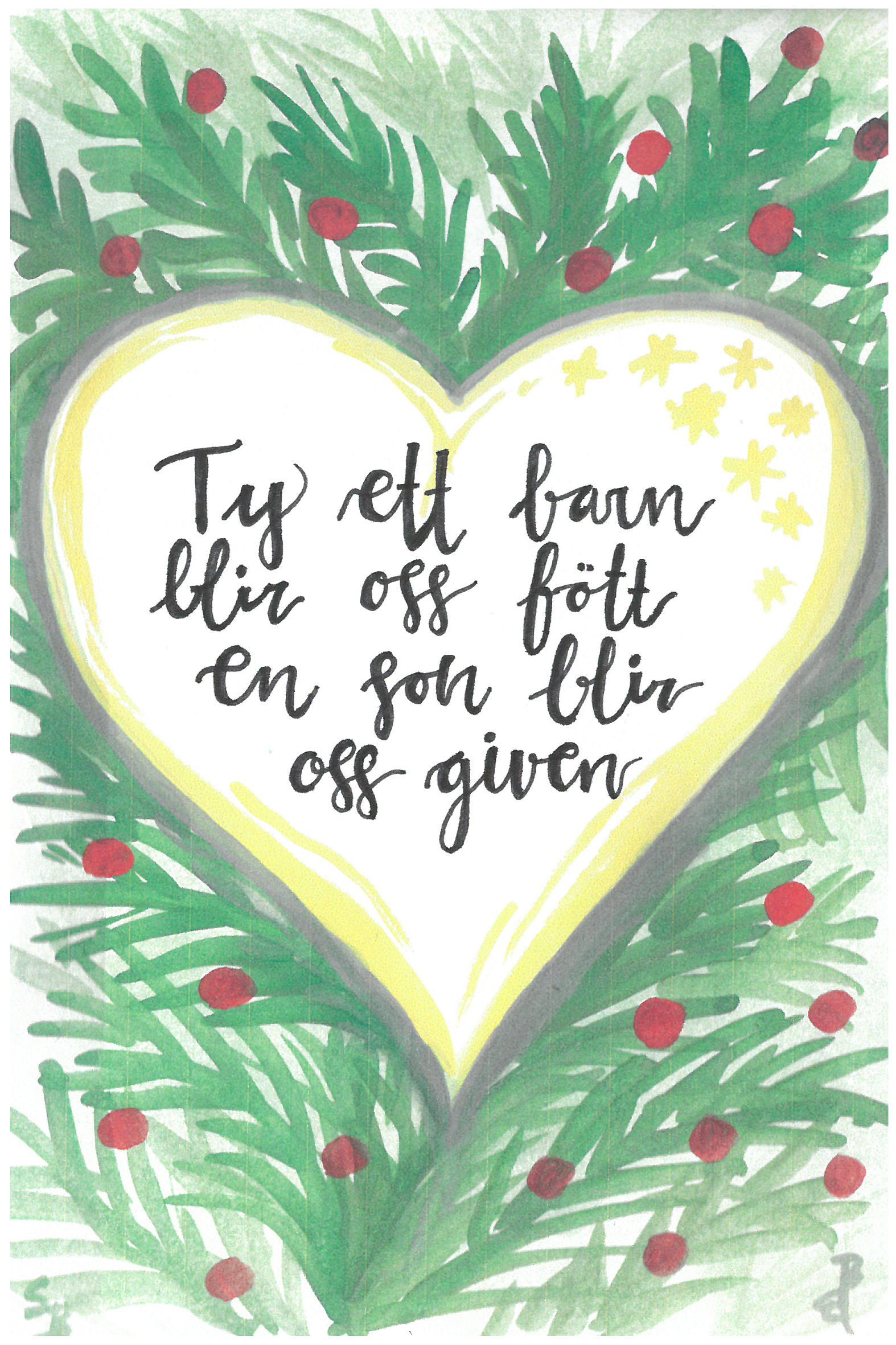 Julkort-Ty ett barn blir oss fött en son blir oss given