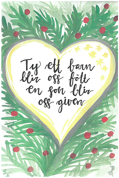 Julkort-Ty ett barn blir oss fött en son blir oss given