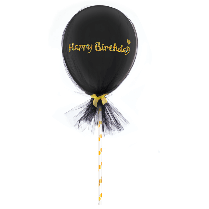 Cake topper Miniballong tyll Svart