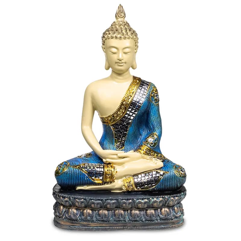 Thai Buddha Staty  - Blå/Vit