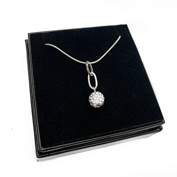 Set Silver Chain with Crystal Necklace and Earrings 