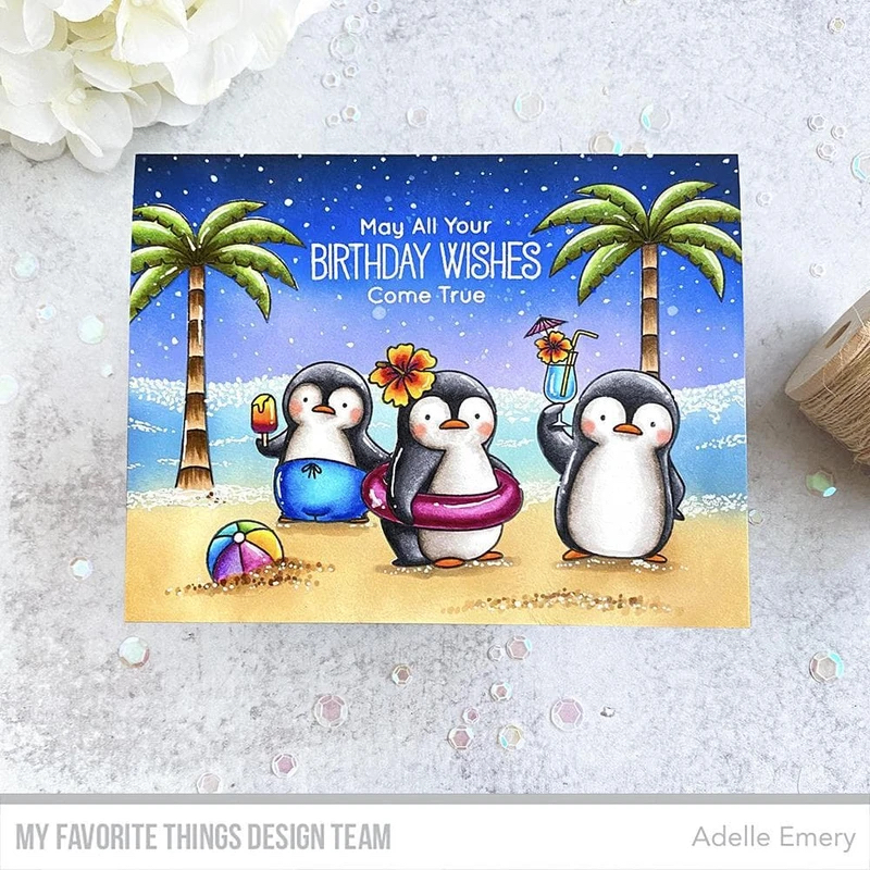 My Favorite Things -PENGUINS IN PARADISE  STAMP & DIE SET - 5