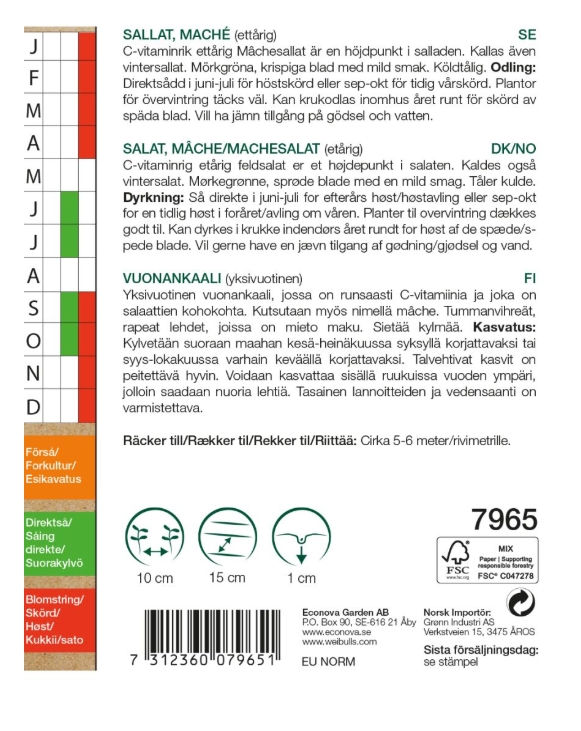 7965 Sallat, mâche- KRAV   Valerianella locusta - 2