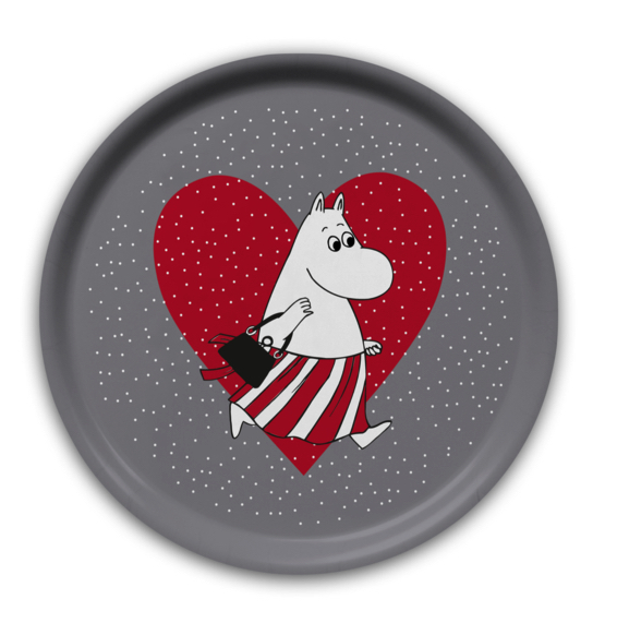Rund Muminbricka 31 cm - Christmas Heart Grey 