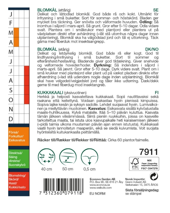 7911   Kål, blomkål-  Brassica oleracea - 2