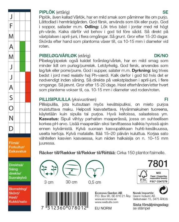 7801, Lök, piplök/salladslök-  Allium fistulosum - 2