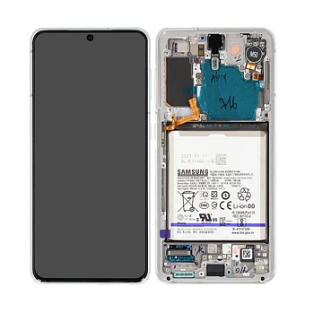 Original Samsung Galaxy S21 5G LCD Skärm + Batteri - Phantom White