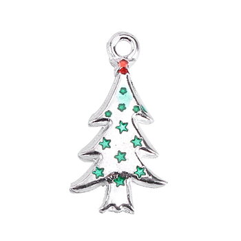 Berlock - Christmas tree silver  w enamel green