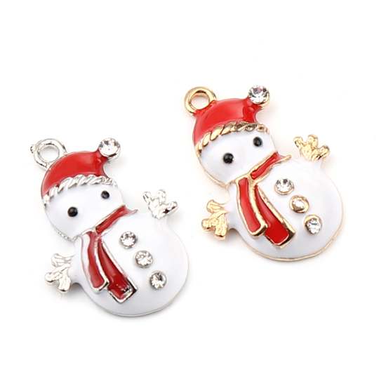 Berlock - Christmas  Enameld snowman rhinestone - 2