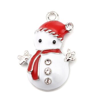Berlock - Christmas  Enameld snowman rhinestone