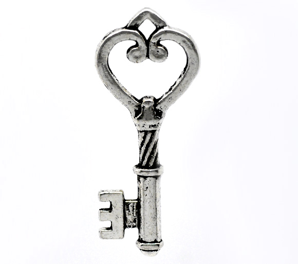 Charm -  Key heart , Silver