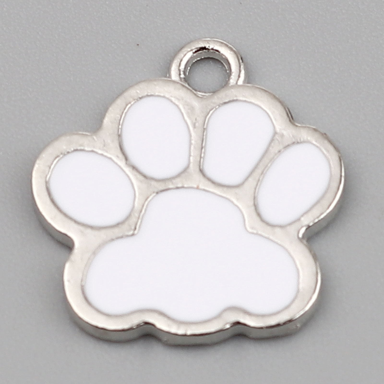 Charm  Enameld Paw, White