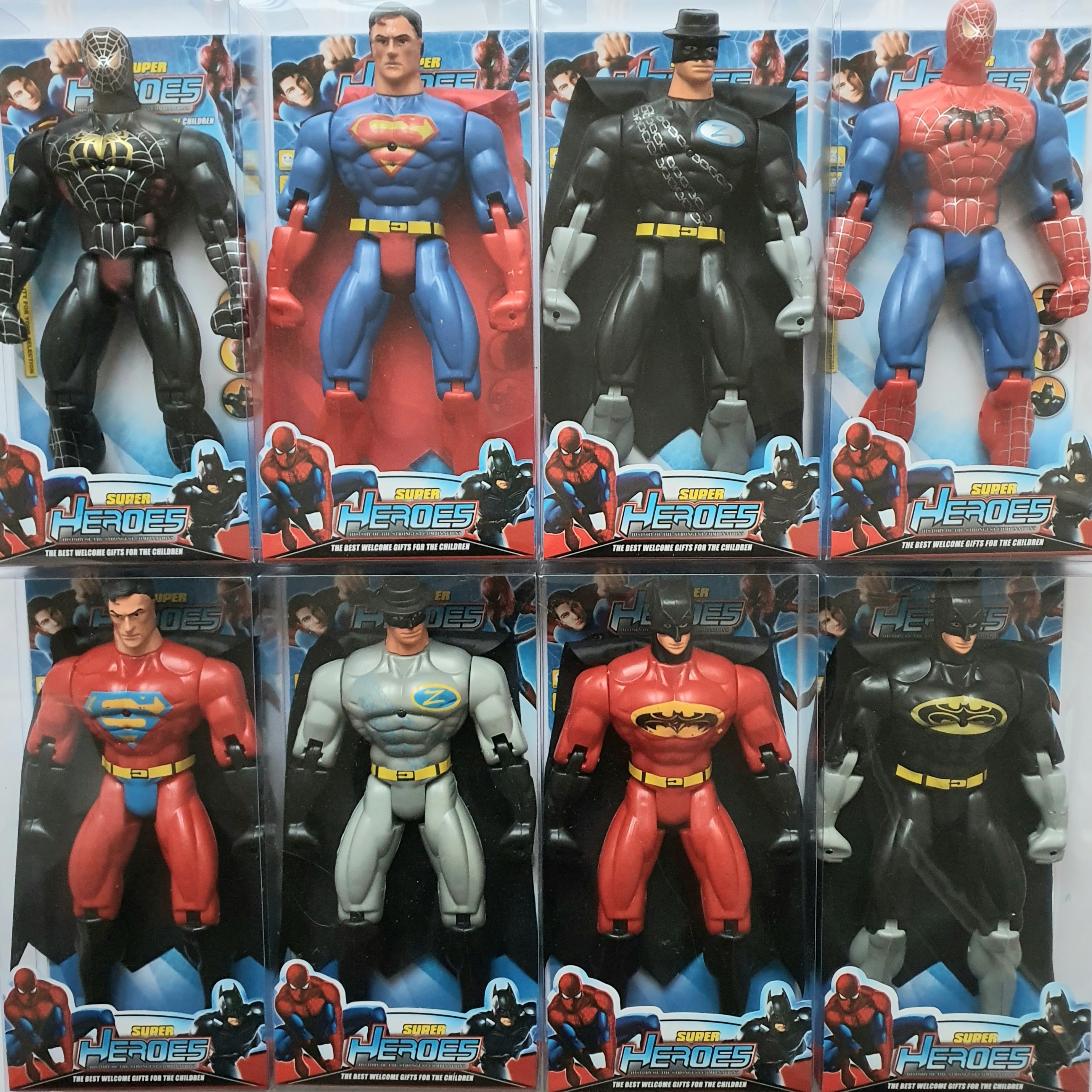 Figures, Super Heroes: Zorro, Superman, Spider-Man & Batman (1 pack) -  Cheap toys online 