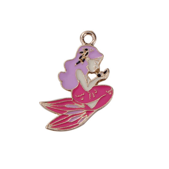 Charm -  Enameld Mermaid, pink