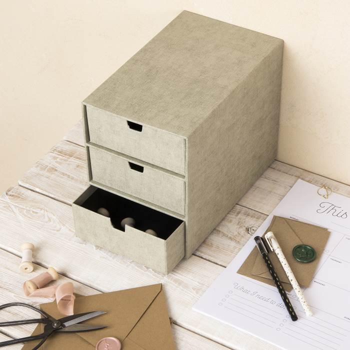 3-lådsbyrå Ingrid canvas linen - 3