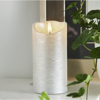 LED Blockljus Flamme Rustic Silver 15cm