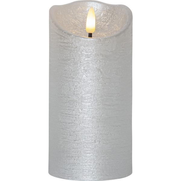 LED Blockljus Flamme Rustic Silver 15cm - 2