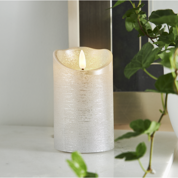 LED Blockljus Flamme Rustic Silver 12,5 cm