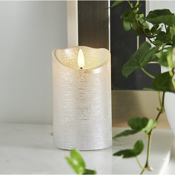 LED Blockljus Flamme Rustic Silver 12,5 cm
