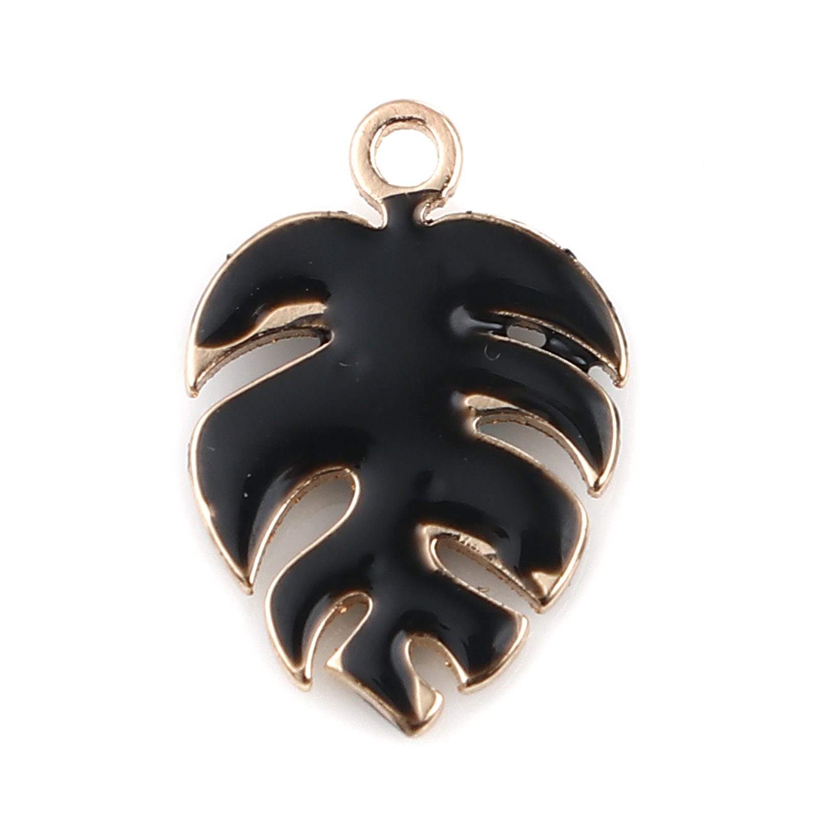 Charm  Enameld Leaf monstera  Black