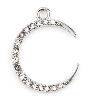 Berlock -  Måne m rhinestones, Silver