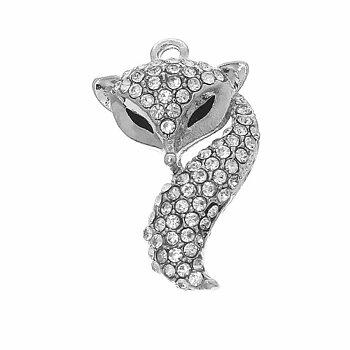 Berlock -  Räv m rhinestones, Silver