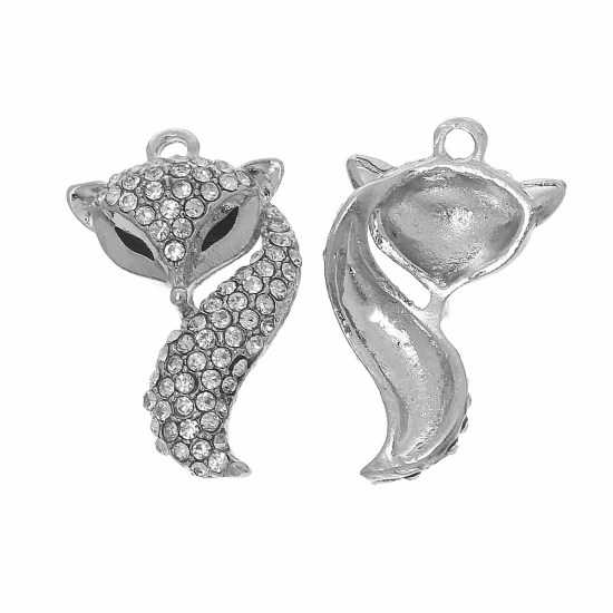 Berlock -  Räv m rhinestones, Silver - 2