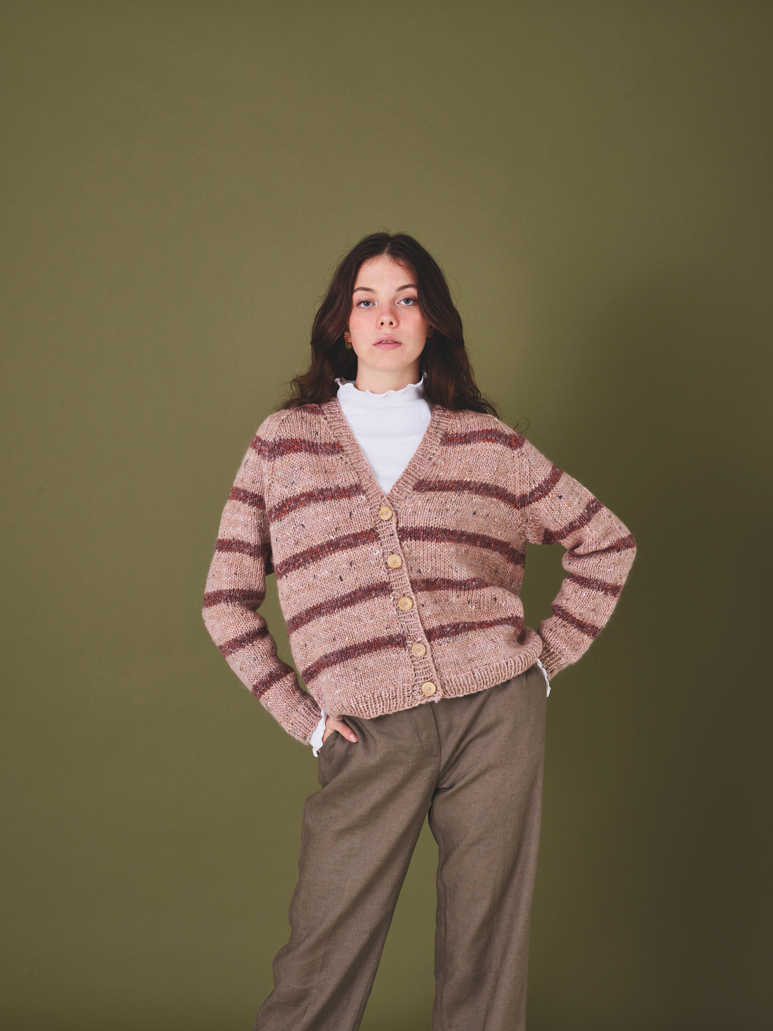 Bred raglankofta i ränder 890504 - Kamelia by Permin