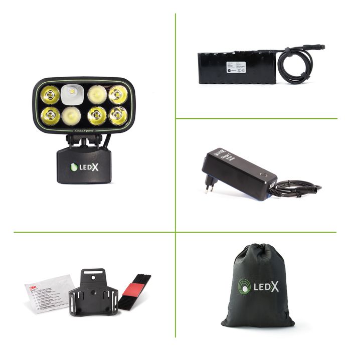 Cobra 6 500 X-pand Lamp, battery and automatic charger, holder for hel