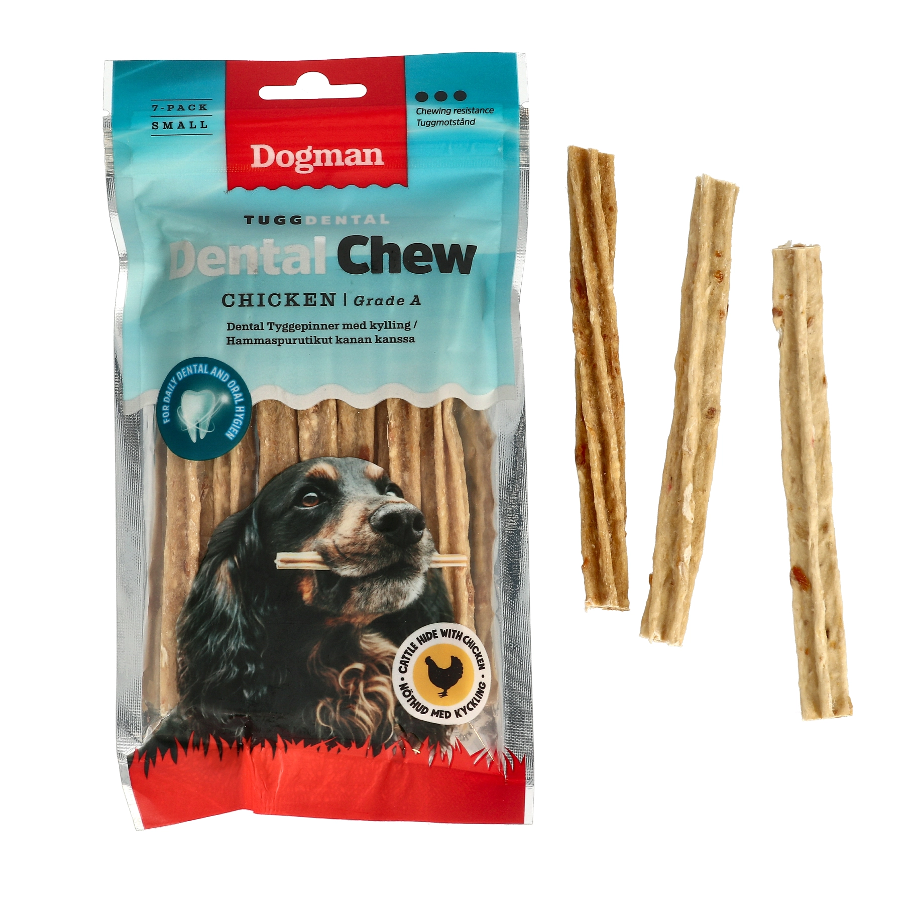 Dogman Tugg Dental Chew Bone Kyckling Small 7-Pack  - 5