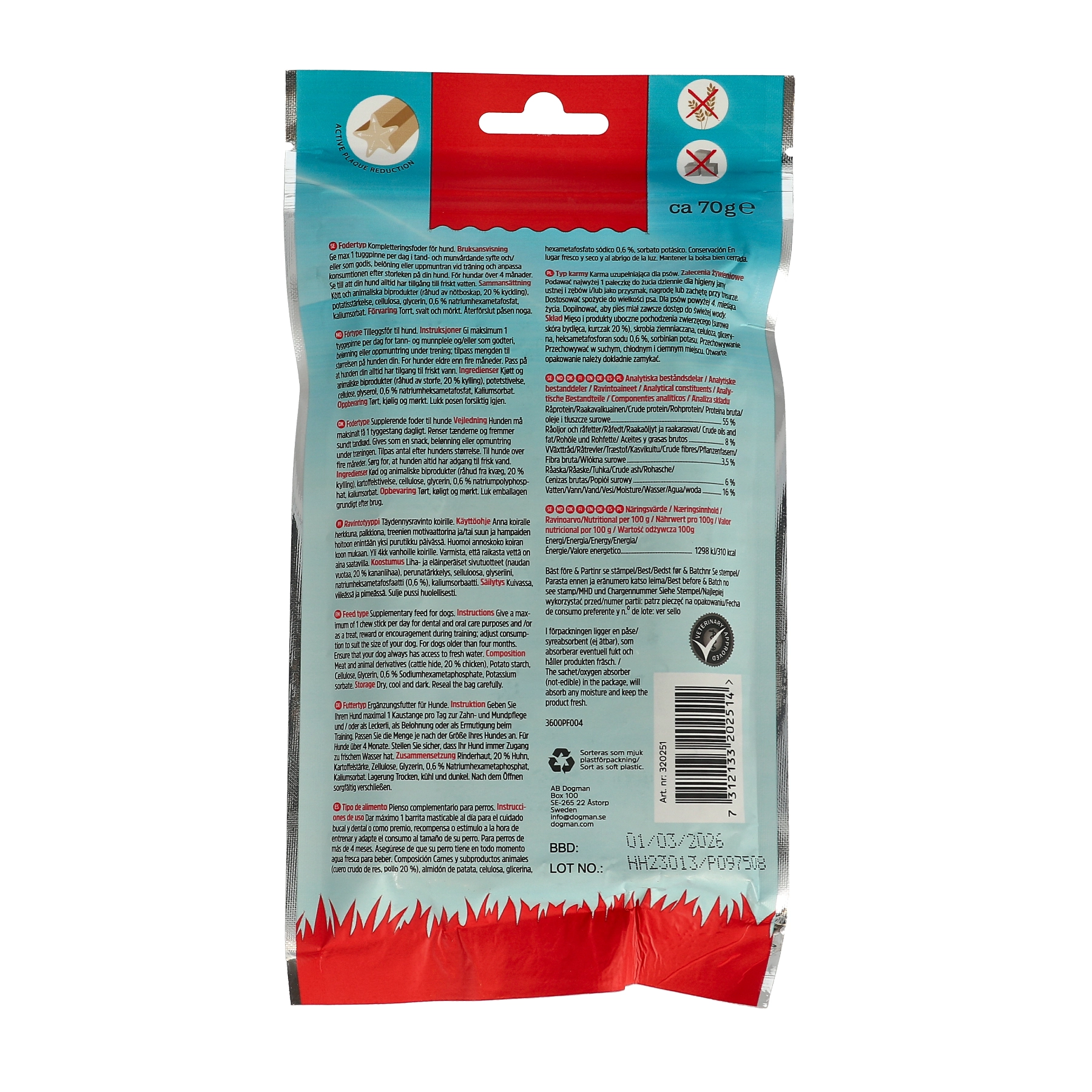 Dogman Tugg Dental Chew Bone Kyckling Small 7-Pack  - 4