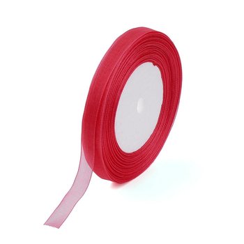 Organzaband 10mm ljus rött hel rulle