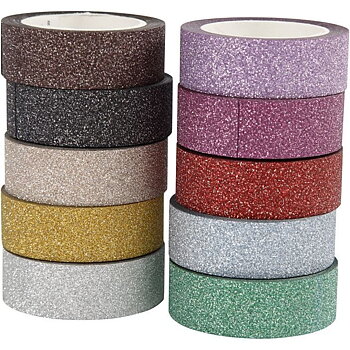 Glittertejp/washitejp 10 olika färger