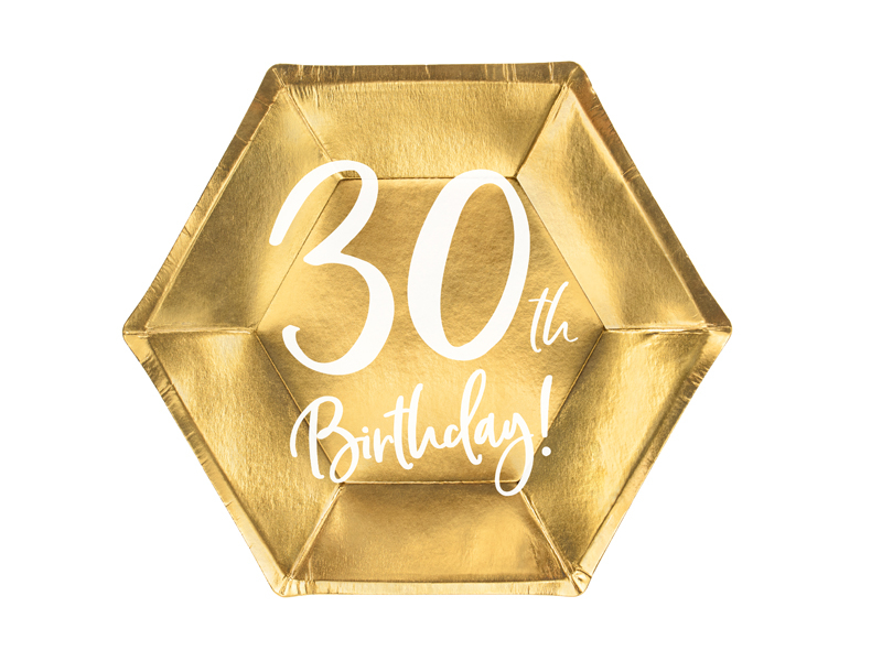 Tallrikar 30-årsdag, guld, 20cm