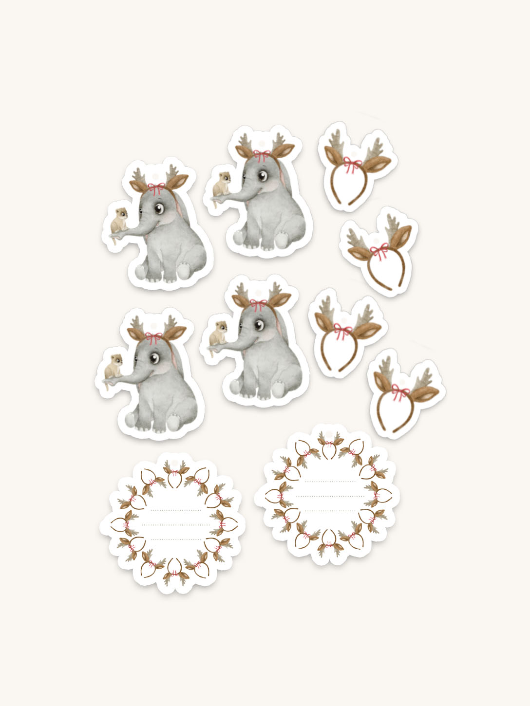 Julstickers - Julelefant 