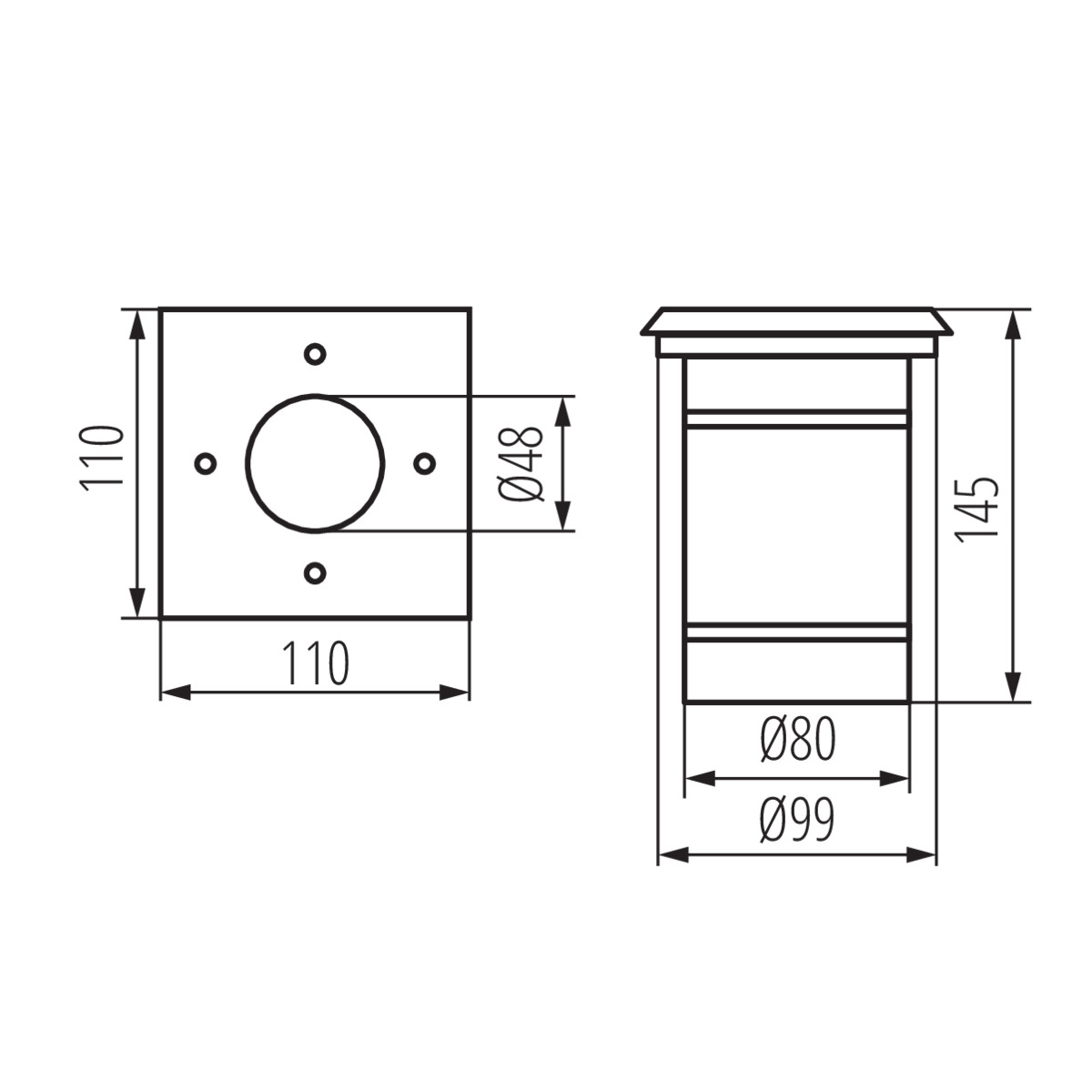 KANLUX BERG DL-10L Markarmatur, fast - 2