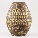 マリ・シムルソン Mexicoシリーズ 幾何学模様の茶色の花瓶 Vase 1960年代 (16 cm)